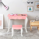 Kids Vanity Princess Makeup Dressing Table Stool Set with Mirror and Drawer by LJGDeals