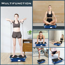 Mini Vibration Fitness Plate Machine with Remote Control and Loop Bands-Blue by LJGDeals
