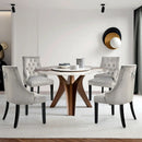Modern Upholstered Button-Tufted Dining Chair with Naild Trim by LJGDeals
