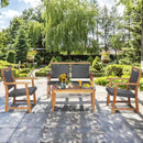 4 Pieces Outdoor Patio Rattan Furniture Sofa Set with Acacia Wood Frame by LJGDeals