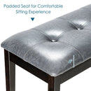 Upholstered Dining Room PU Bench Solid Wood Button Tufted by LJGDeals