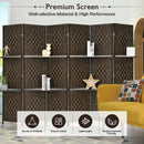 6 Panel Folding Weave Fiber Room Divider with 2 Display Shelves by LJGDeals