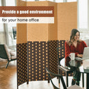 4 Panel Portable Folding Hand-Woven Wall Divider Suitable for Home Office-Brown by LJGDeals