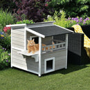 2-Story Wooden Patio Luxurious Cat Shelter House Condo with Large Balcony by LJGDeals