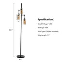 Retro Floor Lamp with 3-Head Hanging Amber Glass Shade by LJGDeals