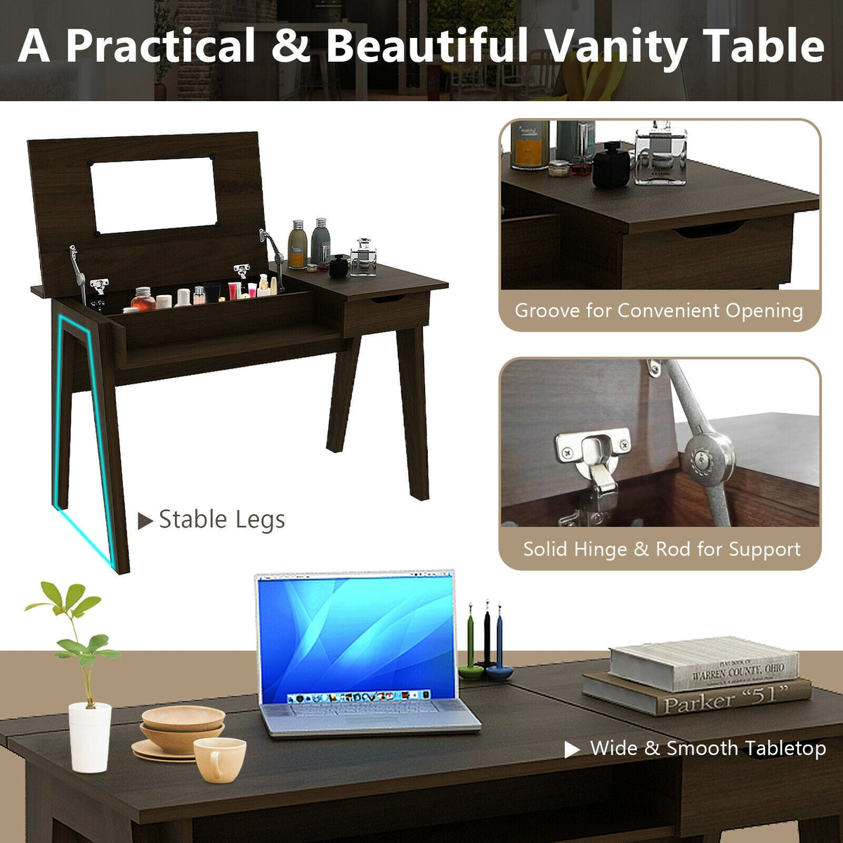 Dressing Table with Flip Mirror and Storage Drawer, photo 8 of 8