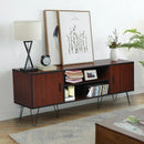 Retro Modern TV Stand with 6 Metal Legs for TVs up to 65 Inch with 2 Cable Holes by DirectDeals