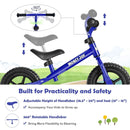 Kids No Pedal Balance Bike with Adjustable Handlebar and Seat-Blue by LJGDeals