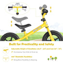 Kids No Pedal Balance Bike with Adjustable Handlebar and Seat-Yellow by LJGDeals