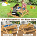3-in-1 Kids Picnic Table Wooden Outdoor Water Sand Table with Play Boxes by LJGDeals