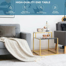 2 Tier End Side Table with Metal Frame and Storage Shelf for Living Room-White by LJGDeals