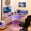 88.5 Inch L Shaped Reversible Computer Desk Table with Monitor Stand by LJGDeals