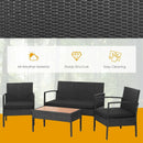 4 Pieces Patio Rattan Cushioned Furniture Set with Wooden Tabletop by LJGDeals