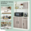 4-Door Freestanding Kitchen Buffet with Hutch and Adjustable Shelves by LJGDeals