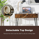 Vanity Table Set with Lighted Mirror and Cushion Stool-Brown by DirectDeals