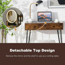 Vanity Table Set with Lighted Mirror and Cushion Stool-Brown by LJGDeals