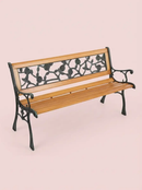 Cast Iron & Wood Outdoor Garden Bench with Ornate Backrest by 2Dropme