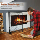 2-Panel Fireplace Screen Folding Metal Fire Place Safety Fence with Magnetic Doors by LJGDeals