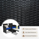 4 Pieces Rattan Patio Furniture Set with Weather Resistant Cushions and Tempered Glass Tabletop by LJGDeals