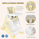 Baby Convertible Folding Adjustable High Chair with Wheel Tray Storage Basket