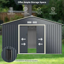 11 x 8 Feet Metal Storage Shed for Garden and Tools with 2 Lockable Sliding Doors-Gray by DirectDeals