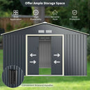 11 x 8 Feet Metal Storage Shed for Garden and Tools with 2 Lockable Sliding Doors-Gray by LJGDeals