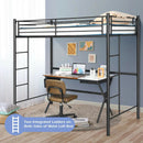 Twin Loft Bed Frame with 2 Ladders Full-length Guardrail by LJGDeals
