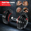 55 Lbs Adjustable Dumbbell with 18 Weights Storage Tray for Gym Home Office by LJGDeals