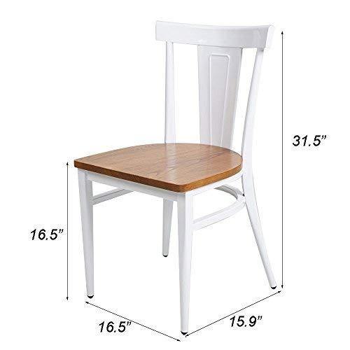 2 Packs High Back Dining Chairs Metal Leg Side Chairs, White