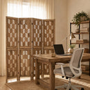 4-Panel Room Divider with Wave Cutout & Paulownia Frame