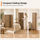 4-Panel Room Divider with Wave Cutout & Paulownia Frame