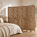 6-Panel Room Divider with Wave Cutout - 95" Paulownia Wood