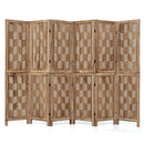 6-Panel Room Divider with Wave Cutout - 95" Paulownia Wood