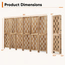 6-Panel Room Divider with Wave Cutout - 95" Paulownia Wood