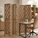 6-Panel Room Divider with Wave Cutout - 95" Paulownia Wood