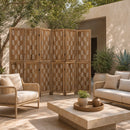 6-Panel Room Divider with Wave Cutout - 95" Paulownia Wood