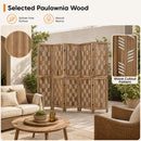 6-Panel Room Divider with Wave Cutout - 95" Paulownia Wood