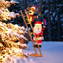 5.5 Feet Christmas Lighted Reindeer and Santa Claus on Ladder with 100 LED Lights by LJGDeals