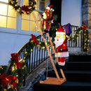 5.5 Feet Christmas Lighted Reindeer and Santa Claus on Ladder with 100 LED Lights by LJGDeals
