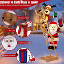 5.5 Feet Christmas Lighted Reindeer and Santa Claus on Ladder with 100 LED Lights by LJGDeals