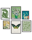 Green gallery wall