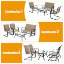 4 Pieces Outdoor Patio Furniture Set with Padded Glider Loveseat and Coffee Table-Brown by LJGDeals