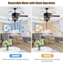 50 Inches Ceiling Fan with Lights Reversible Blades and Pull Chain Control-Black by LJGDeals