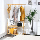 Bamboo Clothes Hanging Rack with 2-Tier Storage Shelf for Entryway Bedroom-Natural by LJGDeals