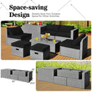 8 Pieces Patio Rattan Furniture Set with Storage Waterproof Cover and Cushion by LJGDeals