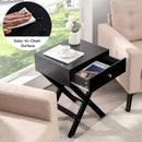 Modern X-Shaped Nightstand with Drawer for Living Room Bedroom by DirectDeals