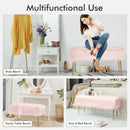 Upholstered Faux Fur Vanity Stool with Golden Legs for Makeup Room by LJGDeals