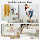 Upholstered Faux Fur Vanity Stool with Golden Legs for Makeup Room by LJGDeals