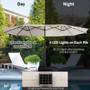 15 Feet Twin Patio Umbrella with 48 Solar LED Lights by LJGDeals