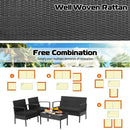 4 Pieces Patio Rattan Furniture Set with Cushion by LJGDeals